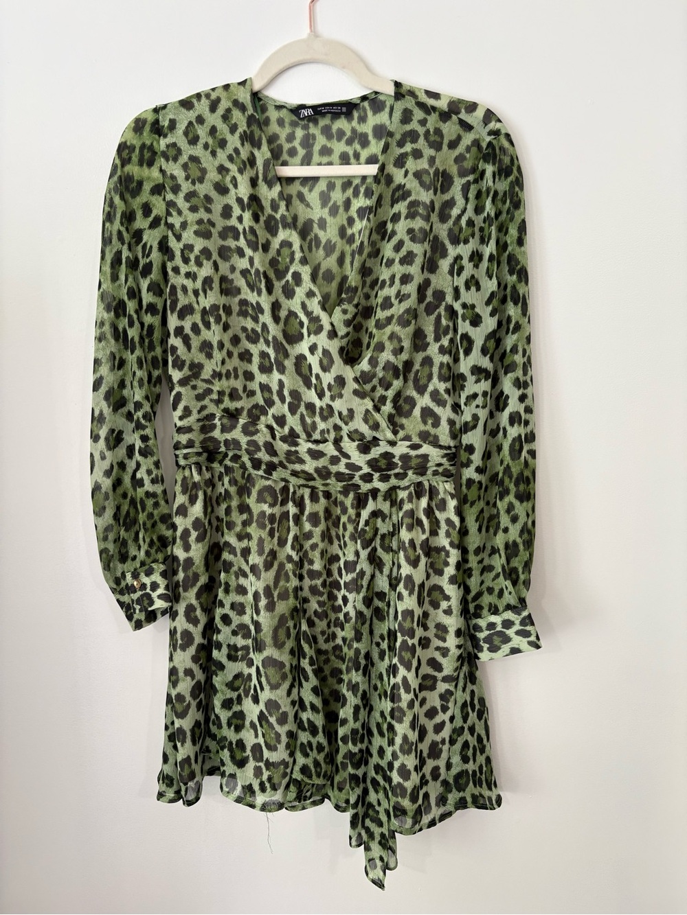 Zara Green Leopard Mini Dress